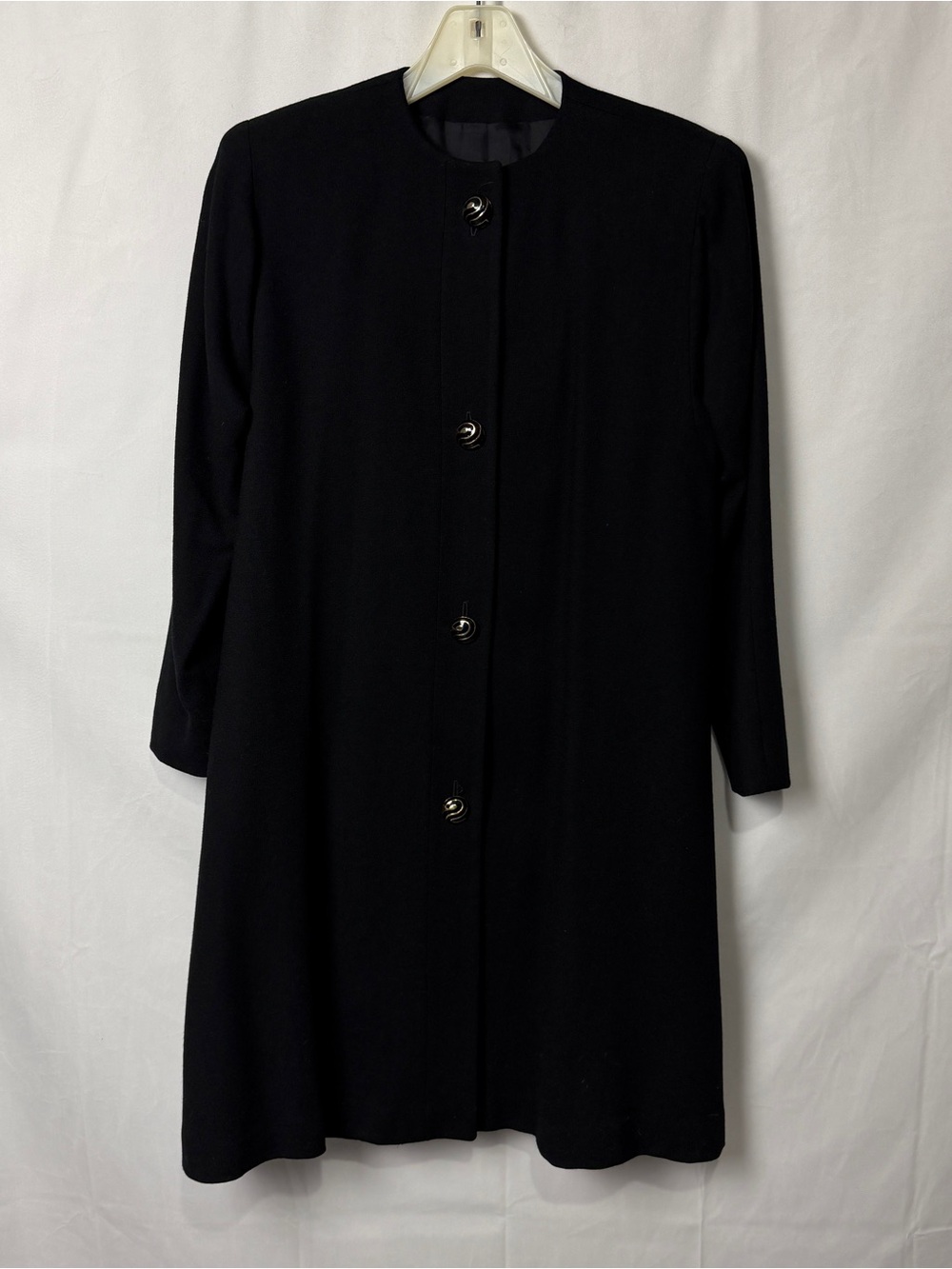 Vintage ILGWU Black Union Made Midi Duster Coat Jacket Dress Womens Size 8